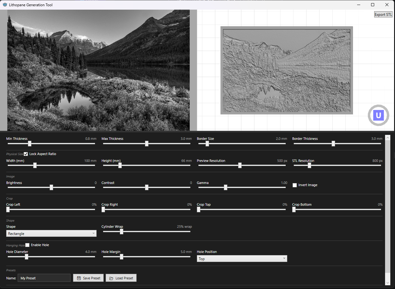 Lithopane Generator Screenshot